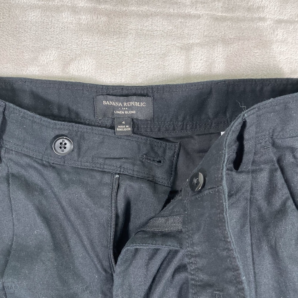Banana Republic Factory Women's Pants Linen Blend Wide Leg Minimalist 4 Black - Picture 2 of 8
